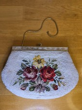 Vintage Beaded Tapestry Evening Purse Clutch Hong Kong needs Repair