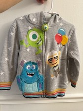 Disney 100 Pixar Boys Size 4 Monsters Inc. Up Fleece Hooded Full Zip Jacket