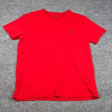 Polo Ralph Lauren Shirt Mens L Red V-Neck Short Sleeve Pony Logo