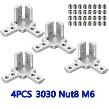 4x Eckverbinder 3-Weg 3030 Nut 8 Profilverbinder Aluprofil Verbinder Eckwinkel