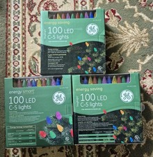 3 PACK LOT GE 100 LED C-5 Energy Smart Multicolor Christmas Lights 33 ft Length