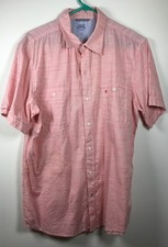 Izod Saltwater Men's Relaxed Fit Cotton Large Short Sleeve Pink Button Up Shirt