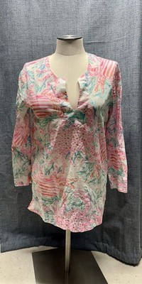 Lilly Pulitzer Amelia Island Tunic Top SMALL Getting Steamy Resort White Crab 