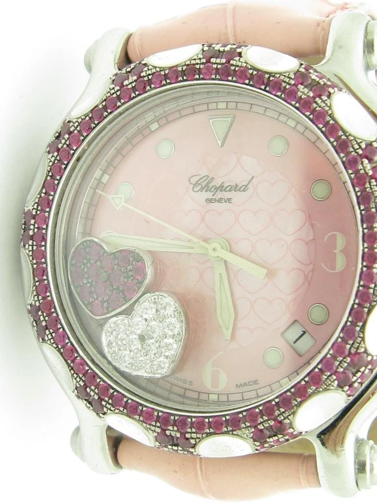 Chopard — Chopard Happy Sport Stone Floating Heart Diamonds Red Ruby Kitten Watch W/