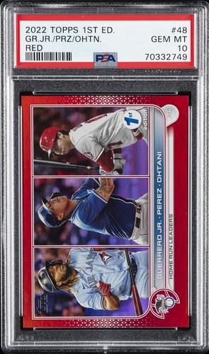 2022 RED #48 SALVADOR PEREZ/SHOHEI OHTANI/VLADIMIR GUERRERO JR. 41/50 PSA 10