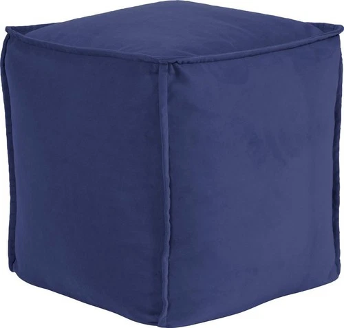 Royal Blue Square Pouf Ottoman-Luxurious Velvet - Picture 2 of 2
