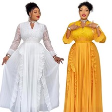 Plus Size Women Long Maxi Dress African Evening Pageant Formal Prom Ball Gown
