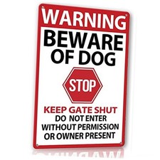 Beware of Dog Signs for Fence,Warning Tin Sign 8x12inch beware of dog sign-A