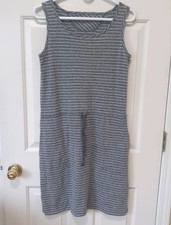 TALBOTS Women's Gray Striped Pockets Cotton Blend Casual Career Resort Dress S