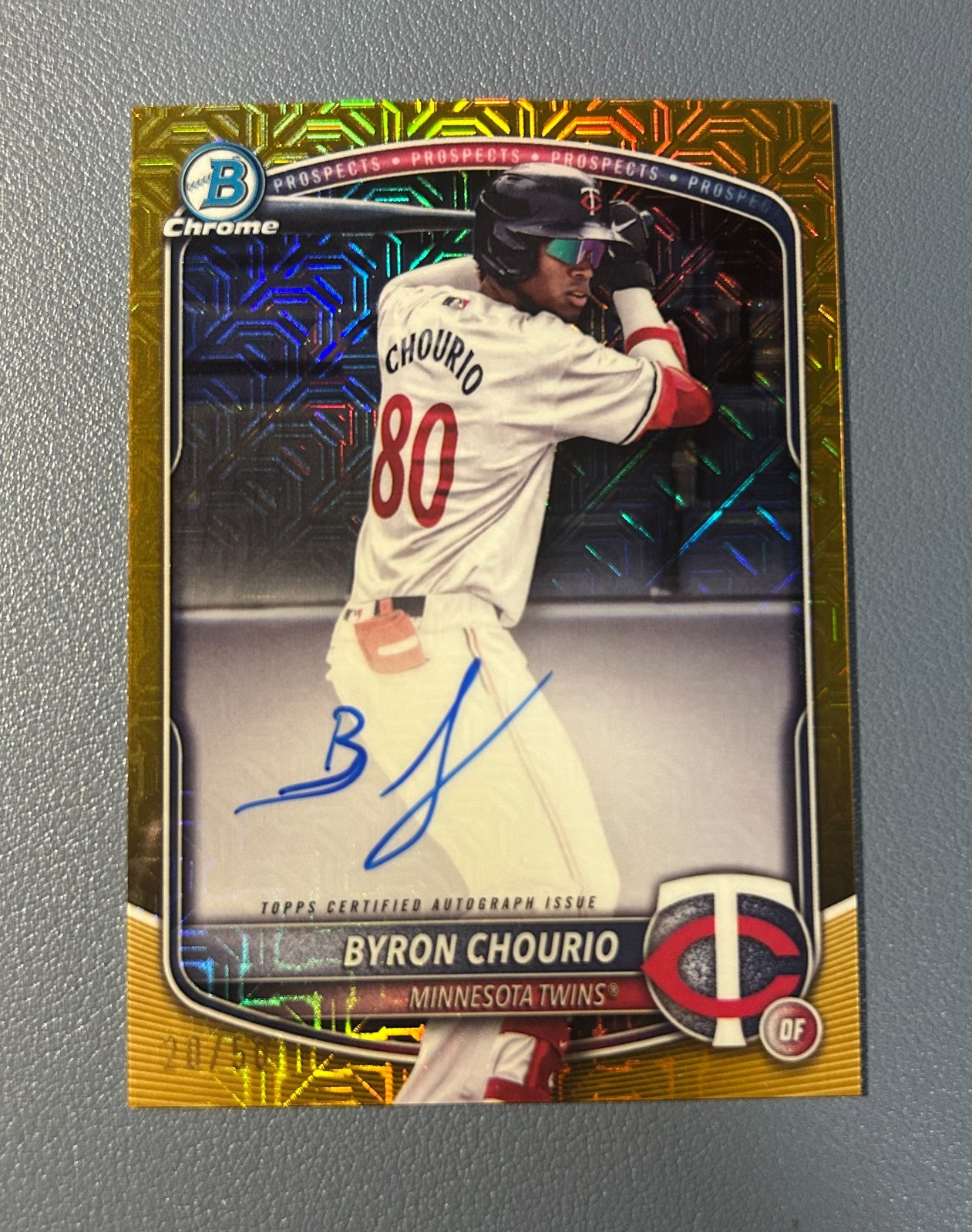 BYRON CHOURIO 2025 BOWMAN CHROME MEGA BOX GOLD MOJO REFRACTOR AUTO /50