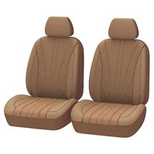 Car Suv Seat Covers Tan Faux Leather Autocraft Low Back Easy Fit Embroidered