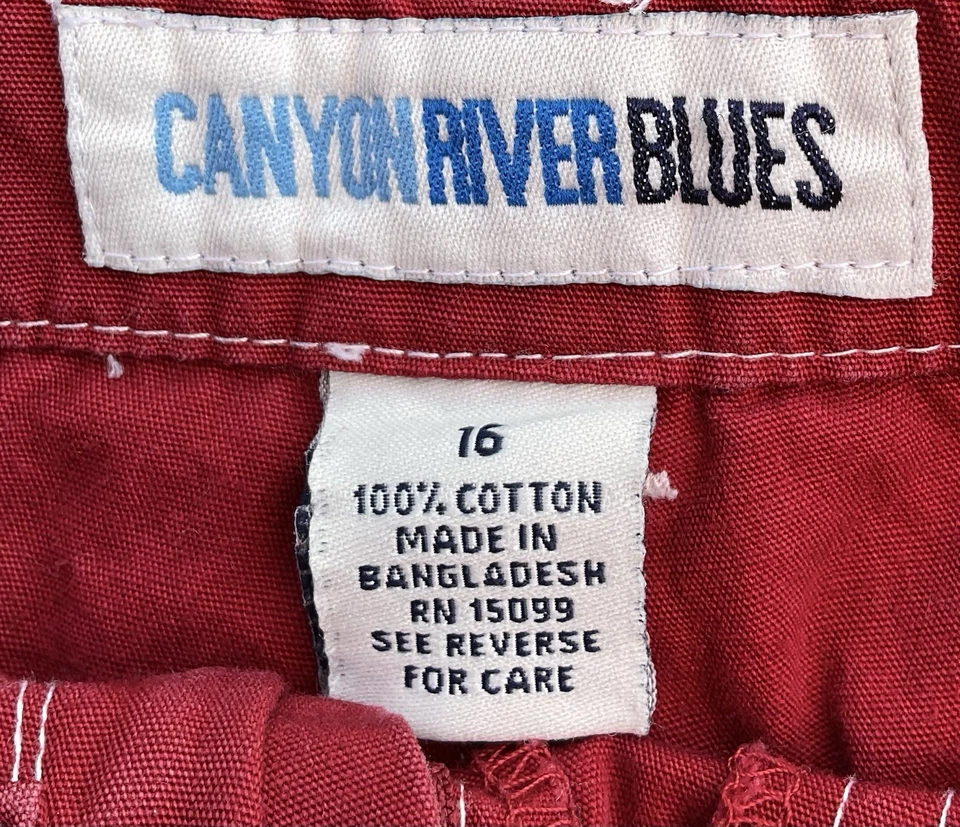 Pantalones Cortos De Colección Canyon River Azul Rojo Algodón Para Mujer’s Tiro Alto Años 90 Y2K Carga Foto 3 de 4