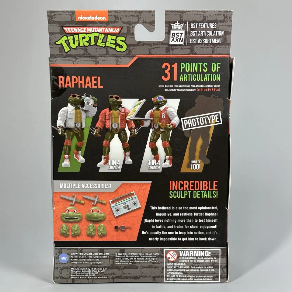 Paquete de 4 figuras de acción BST AXN TMNT Street Style Letterman Jacket 5" - Nuevo Foto 3 de 4