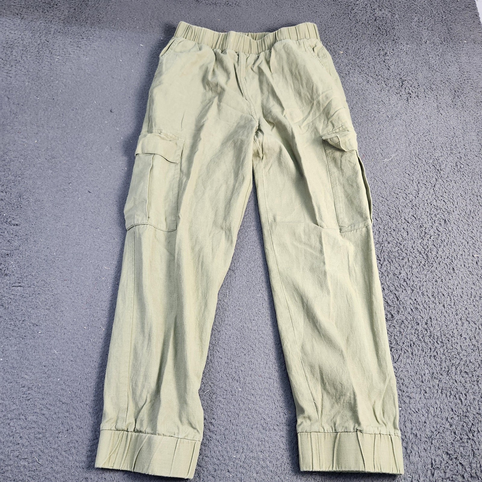 Good Luck Gem Pants Womens Small Green Cargo Tapered Cuffed Elastic Waist Casual