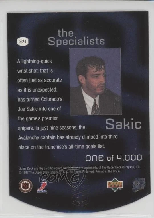 1997-98 Upper Deck The Specialists /4000 Joe Sakic #S4 HOF - Image 2 of 2