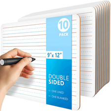 10 Pack 9x12 inch Lined Mini White Boards for Students Double Sided White Board