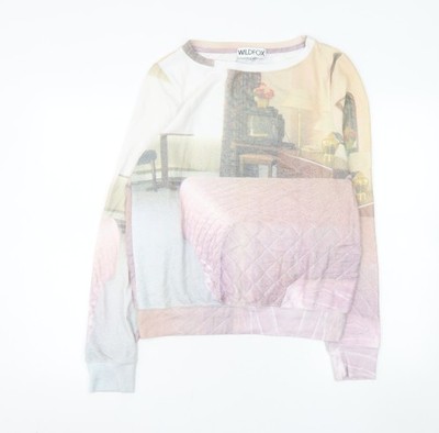 Wildfox Damen Pullover Sweatshirt beige bunt Grafik Größe S