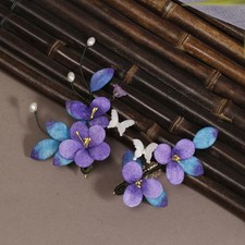 Purple Hairpin Hair Clip Hanfu Qipao Chinese Style Vintage Hair Accessory 2pc