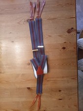 REVIVAL Mens Vintage 1940s Style Grey w Red Stripe LeatherLoop Braces HANDMADE.