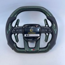 For 2018+ Lamborghini Urus Custom Green Wire Flat Carbon Fiber Steering Wheel
