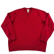 L.L. Bean V-neck red Cotton Knit sweater men s size LT Large Tall
