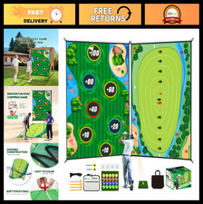 Double-Sided Golf Chipping Game Mat Set - 40 Pcs, 6x5 FT Indoor/Outdoor Fun for