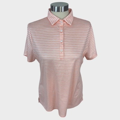 Falls Creek Peach Stripe Medium LPGA Meijer Womens Polo Shirt