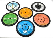 1970s Quality Handcrafted Vinyl Record Coaster, Retro Music, Set Of 6