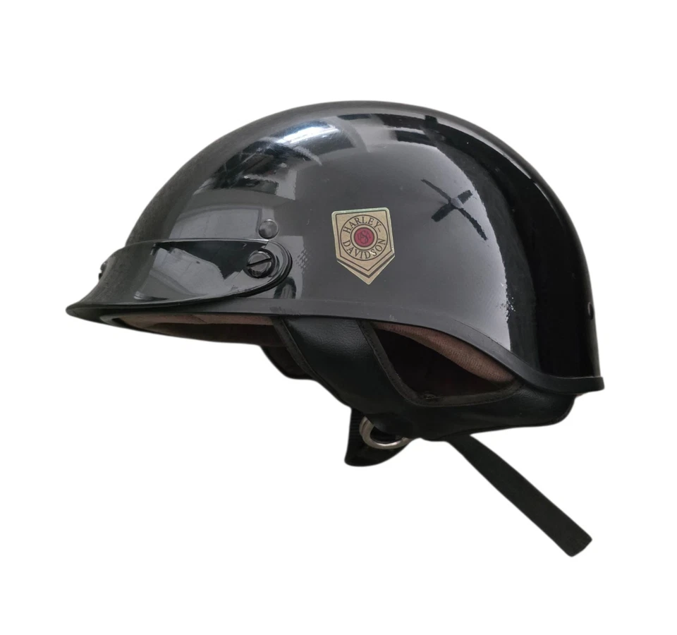 Harley Davidson Simpson Motorcycle Helmet Size Medium Shorty Black  - Image 2 of 4