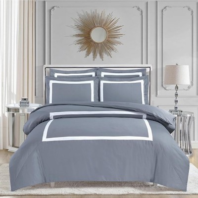 Majestic Giftware Madison Linen 8pc 48'' Full Size Duvet Bedding Set GRAY