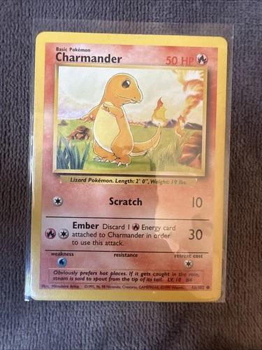 Vintage Pokemon Card - 1999 Pokémon TCG Base Set Charmander 46/102 LP/NM