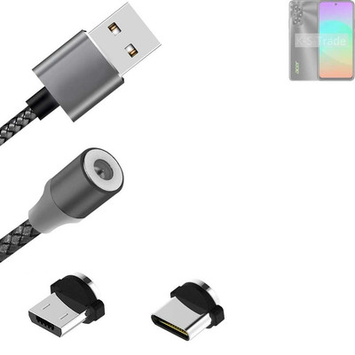 Daten-Lade-Kabel für Acer Sospiro AX85 mit USB-Typ C und Micro-USB-Adapter