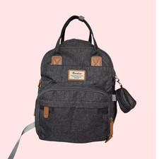 Ruvalino Gray Diaper Backpack with Adjustable Strap and Multiple Pockets