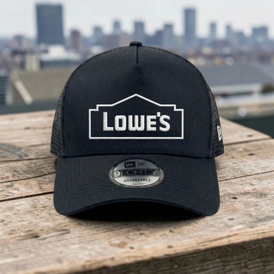 #ad Lowe#x27;s Embroidered Logo Trucker Hat Black Mesh Adjustable Cap $24.99