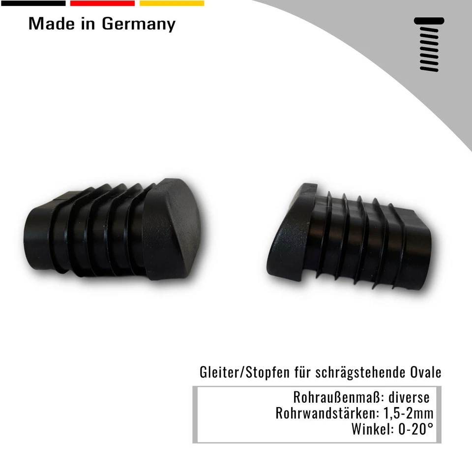 4 Fußstopfen/Stuhlgleiter/Bodenschoner/Abdeckstopfen oval mit/ohne Filz schräg - Bild 3 von 4