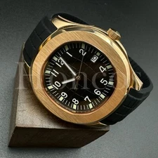 Custom Made PP Style Watch NH35 Automatic Movement Aquanaut BLK Dial Rose Bezel
