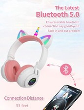 White unicorn headphones With Lights. Only White color available photos 