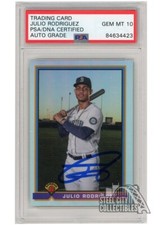 Julio Rodriguez 2021 Bowman '91 Bowman Refractor Auto Card #91B-JR PSA/DNA 10