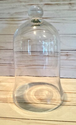 11 x 7'' Clear Glass Flared Cloche Dome Bell Jar Knob Handle Doll Display Plants