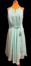 David  s Bridal CrinkleChiffon Sweetheart Dress light/Aqua Blue Sz 2 Beaded Strap