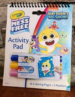 Crayola Baby Shark Color Wonder Mess Free Coloring Activity Pad Markers Travel