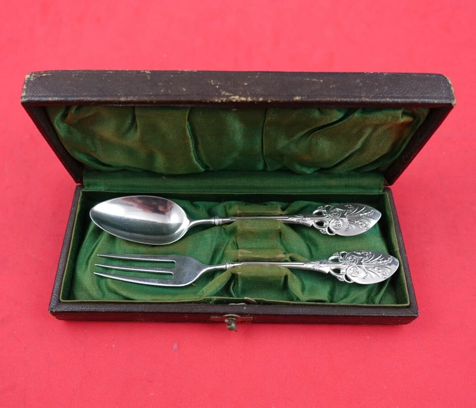 Lily aka 88 by Gorham Sterling Silver Child's Set 2pc Fork and Spoon Fitted Box - Image 4 of 4