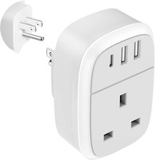 UK to US Plug Adaptor, USA Travel Adapter 32W USB C Fast Charger for American, C