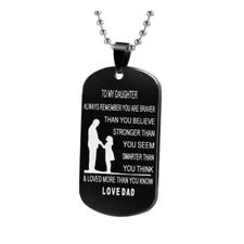 Black Dog Tag Necklace Stainless Steel Ball Chain Father DAD to Son/Daughter 