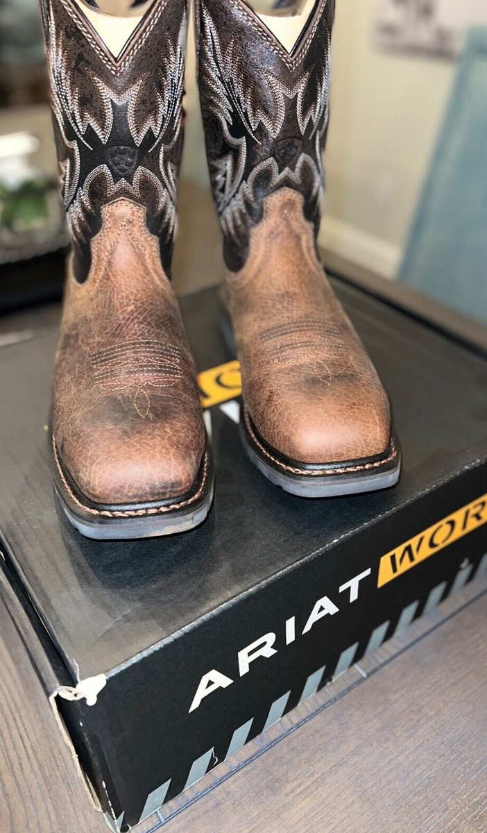 Ariat Mens Sierra Wide Square Steel Toe Work Boots Brown 10 D
