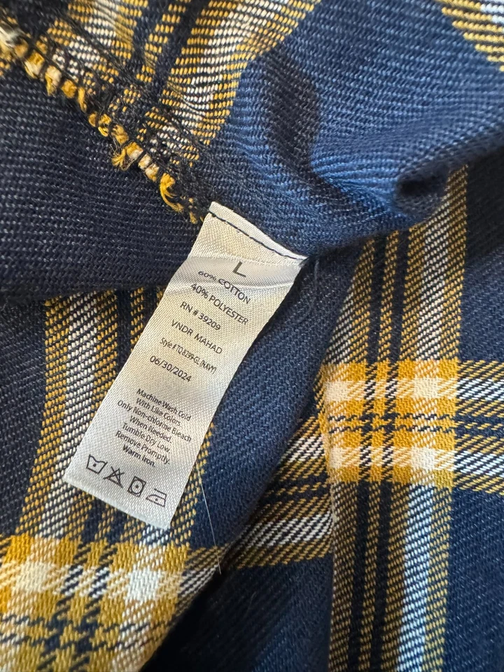 Split Hooded Flannel Shirt Mens Large Blue Plaid Everyday Outdoor Layering - Image 4 of 4