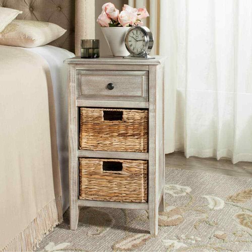 Safavieh End/SideTable Storage 26"Hx15"Wx11.8"D 3Drawer Rectangle SolidwoodWhite - Picture 2 of 3
