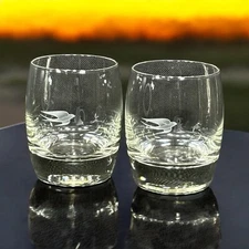 2 Martell Glasses Cocktail Lowball Cognac Rocks Logo NEW
