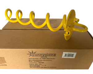 Two 12" Spiral Ground Anchors w/ Folding Ring Outdoor Heavy Duty Yellow  NIB
