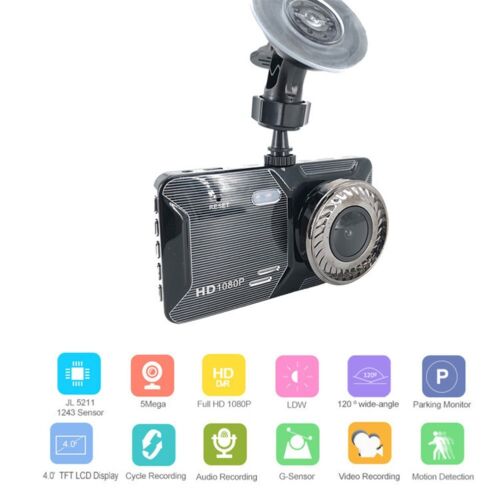 Samochodowa kamera samochodowa z 4-calowym ekranem dotykowym Podwójna kamera Noktowizor i czujnikiem G - Zdjęcie 1 z 9